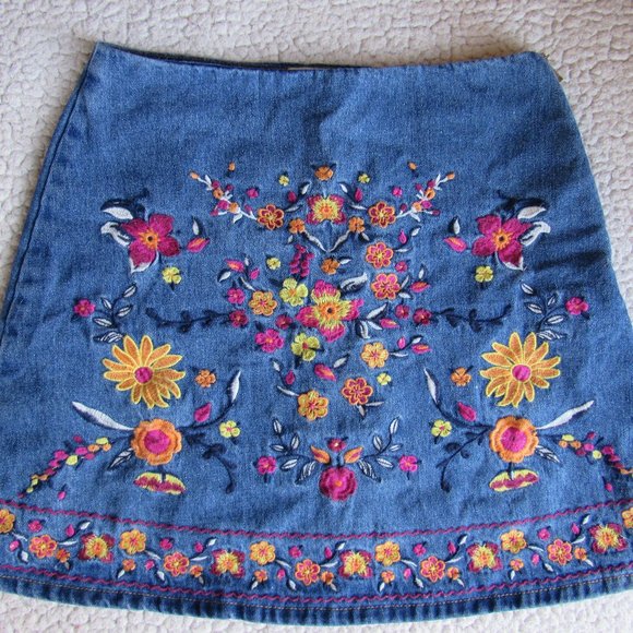 Harper Heritage Dresses & Skirts - Harper Heritage Embroidered Denim Skirt